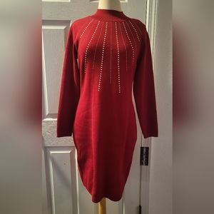 NINA LEONARD Red Sweater Dress size M